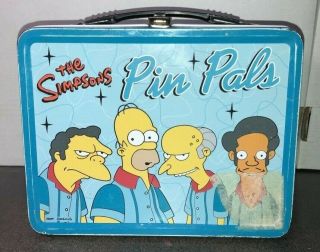 2001 The Simpsons Pin Pals Metal Lunchbox with Thermos 2