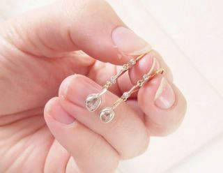 18ct gold rose cut diamond earrings,  Victorian 2