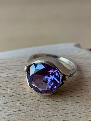 Vintage 14k Yellow Gold Color Change Purple Sapphire Alexandrite Ring European