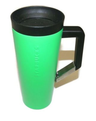 Starbucks Coffee 16 Oz Green Stainless Steel Travel Cup Mug W/ Clip Handle