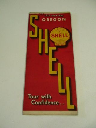 Vintage 1935 Shell Oregon State Highway Gas Service Station Road Map - Box A50
