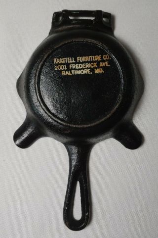 Vintage Cast Iron Skillet Ashtray Krastell Furniture Baltimore,  Md Advertising