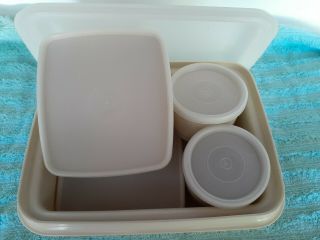Vintage Tupperware Pak - N - Carry w/ 4 Containers Lunch Box 1254 2
