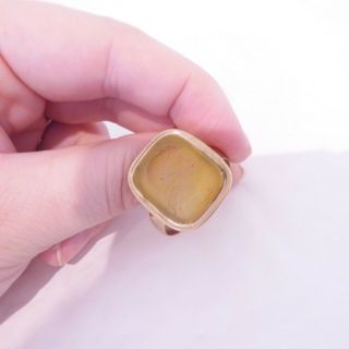 9ct Gold Hardstone Seal Ring,  Georgian Large Heavy 9.  4 Grams