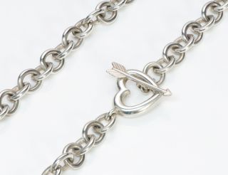 Vintage 1994 Tiffany & Co.  Sterling Silver Heart Arrow Toggle Chain Necklace