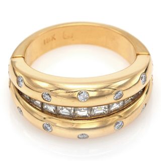 Vintage 18K Yellow Gold 1.  16 TCW Diamond Movable Band Ring 10.  7 Grams G/H VS 3