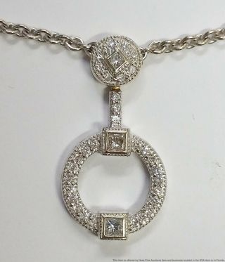 18k White Gold Diamond Charriol Princess Cut Diamond Pendant Necklace 16 In