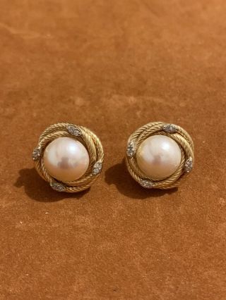 Vintage 14k Gold And Diamonds Earrings