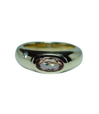 H.  Stern Imperial Topaz Diamond 18k Gold Ring Designer Signed