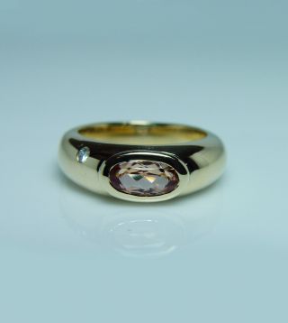H.  STERN Imperial Topaz Diamond 18K Gold Ring Designer Signed 2
