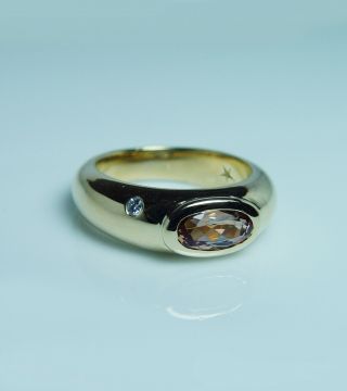 H.  STERN Imperial Topaz Diamond 18K Gold Ring Designer Signed 3