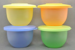 Tupperware Set Of 4 Impressions Mini Bowls 550ml - Blue Green Yellow Orange