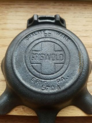 Vintage Griswold 570 Cast Iron Skillet Ashtray With Match Holder