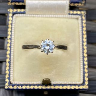 Vintage,  18ct,  18k,  750 White Gold Diamond 0.  66ct Solitaire Engagement Ring