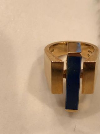 Georg Jensen & Wendel 18k Gold Lapis Lazuli Danish Modernist Ring