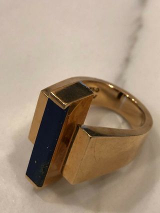 Georg Jensen & Wendel 18k Gold Lapis Lazuli Danish Modernist Ring 4