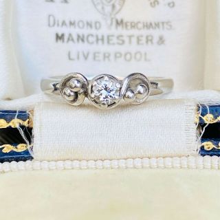 Vintage Platinum Diamond 0.  18ct Solitaire Engagement Ring,  London 1978