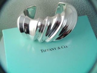 GORGEOUS LARGE WIDE AUTHENTIC TIFFANY & CO STERLING SILVER CUFF BRACELET w BOX 2