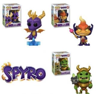 Full Set Of 3 Spyro Funko Pop Vinyl Figures Spyro Gnasty Gnorc Ripto 529 530 531
