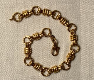 Vintage Italian 18k Yellow Gold Links Chain Bracelet,  7 " Long,  7.  06g