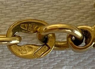 Vintage Italian 18K Yellow Gold Links Chain Bracelet,  7 