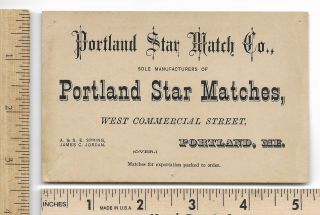 PORTLAND STAR MATCH CO.  MATCHES Maine Unusual Product Trade Card 2