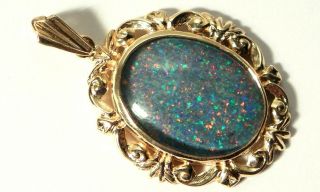 Best Ever Large Black Opal Victorian 9ct Gold Pendant By H.  B.  J.  6.  1 Grams