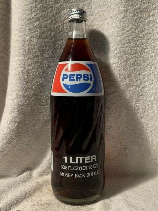 Full 1 Liter Pepsi - Cola Acl Soda Bottle Return For Refund