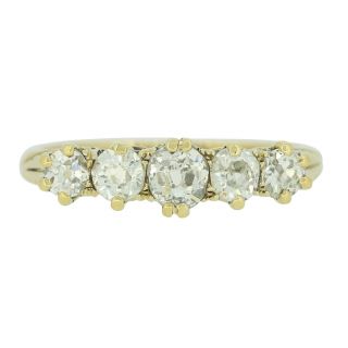 Victorian 1.  04 Carat Old Cut Diamond Five Stone Ring In 18ct Yellow Gold