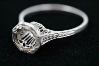 Authentic Art Deco Platinum Filigree Engagement Mount Setting For.  80ct Diamond