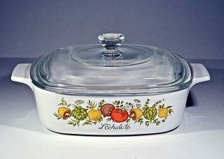 Corning Ware Vintage Spice Of Life A - 1 - B 1 Quart Casserole With Pyrex Cover