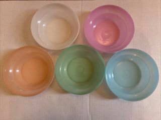 5 Vintage Tupperware Pastel Bowls Cereal 155 Blue Green Orange White