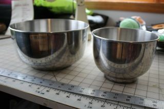 2 Vintage Sunbeam Mixmaster Mixer Large And Small Stainless Steel Mixing Bowls