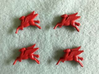 4 Vintage Mobil Gas Oil Red Pegasus Flying Horse Plastic Charms