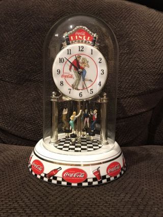 Retro Coca - Cola Coke Anniversary Clock Rotating Pendulum Diner