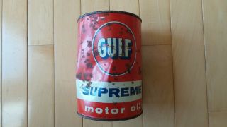 Vintage Gulf Supreme Motor Oil 1 Quart Can -