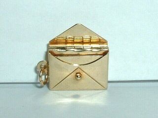 Vintage 14k Yellow Gold Envelope Love Letter Charm Opens Up To Letter