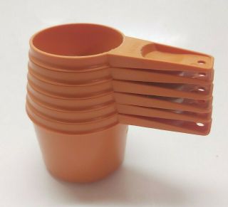 Vintage Tupperware Orange Measuring Cups Complete Set Of 6