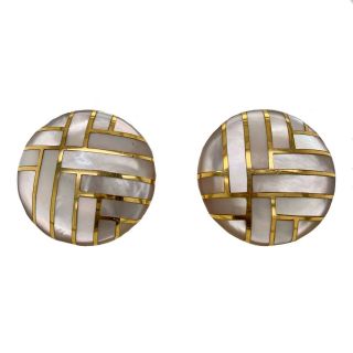 Asch Grossbardt 14k Gold Inlaid Cultured Mop Earrings