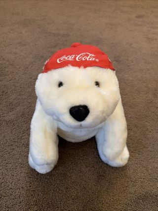Vintage Coca - Cola Polar Bear Plush By Dakin,  1995 - 11 " White And Red