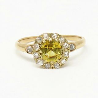 Nyjewel Vintage 14k Gold 1.  1ctw Yellow Sapphire Rose Cut Diamond Ring
