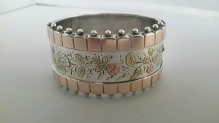 Victorian Silver And Gold Overlay Cuff Bangle