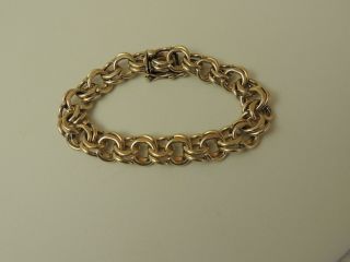 Vintage 14k Yellow Gold Double Link 8 " Charm Bracelet 48.  2 Grams