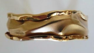 Vtg Signed 14k Pj Midcentury Modern Brutalist Gold Cuff Bracelet 18.  1 Grams
