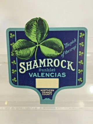 Vintage Shamrock Sunkist Valencia Oranges Store Display Topper 1930s Nos Cl