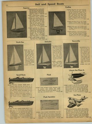 1930 Paper Ad Toy Flying Yankee Speed Boat Liberty Sea Plane Duel Motor Sail