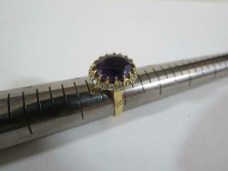 Vintage 18k Gold Diamond And Amethyst Sapphire Ladies Ring - Size 5