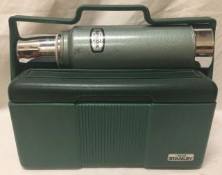 Vintage Aladdin Stanley Lunch Box Cooler 37210 & Steel Thermos A - 944c Green