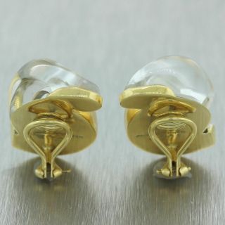 Seaman Schepps 18k Yellow Gold Half Link Crystal Clip - on Earrings 4