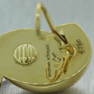 Seaman Schepps 18k Yellow Gold Half Link Crystal Clip - on Earrings 5
